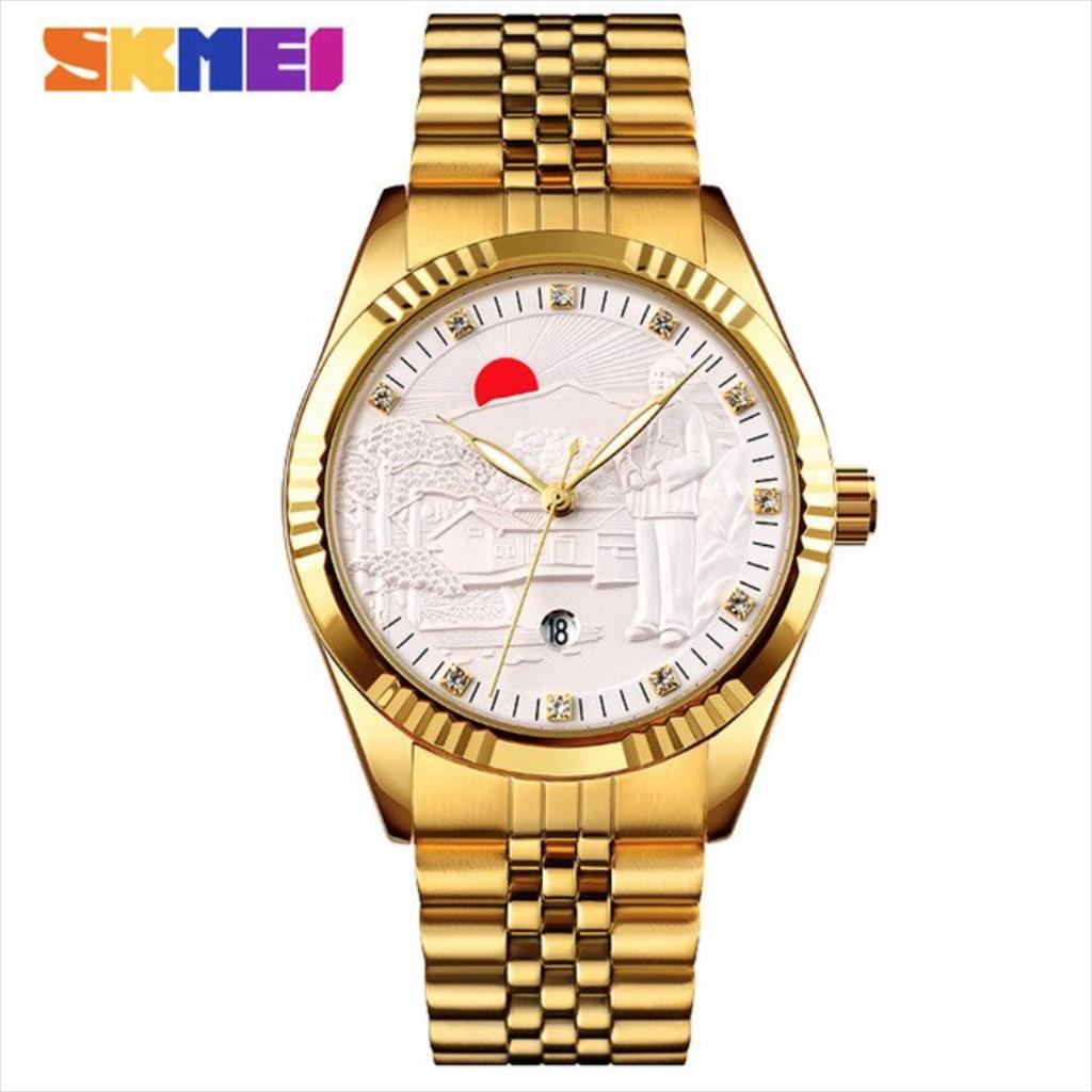 Jam Tangan Luxury Pria SKMEI 9233 Analog Date Stainless Steel Wrist Watches