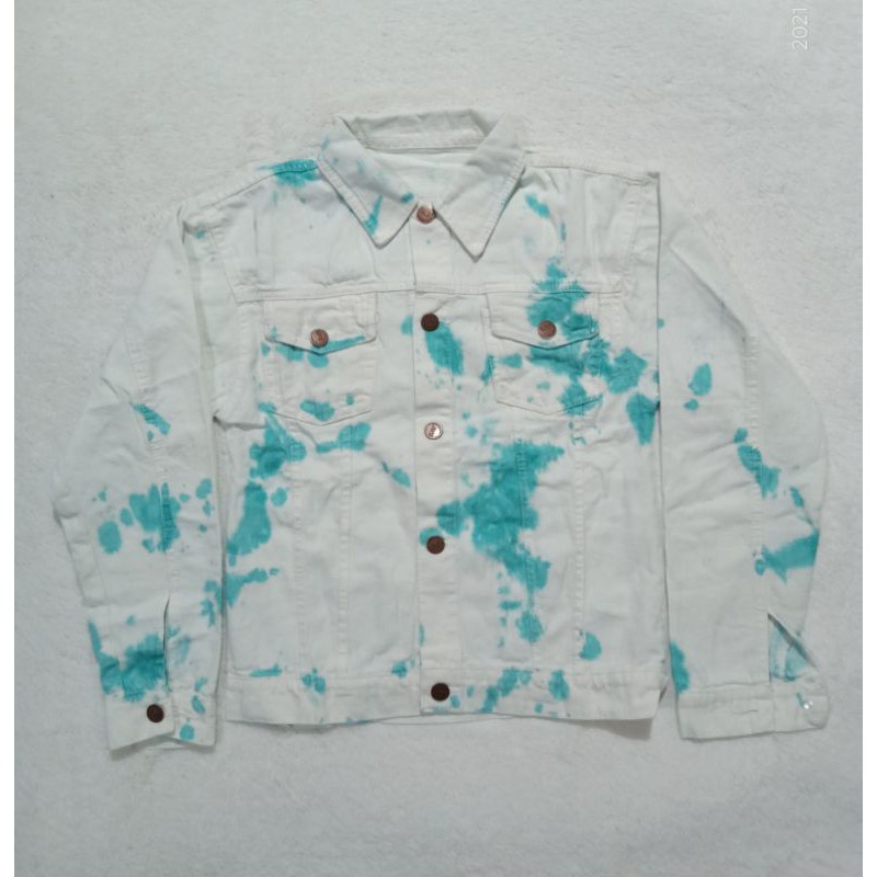 CROPTY JAKET JEANS TIEDYE WANITA // TIEDYE JAKET JEANS // JAKET JEANS WANITA TIE DYE .-HIJAU