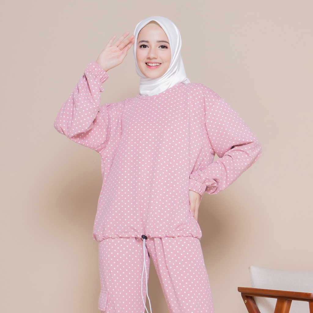 Putri dania setelan polka babyterry