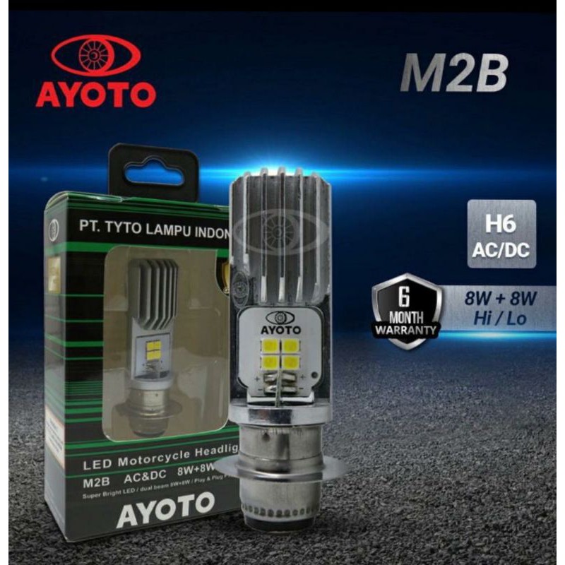 BOHLAM LAMPU LED DEPAN AYOTO M2B AC DC HI LO BEBEK MATIC