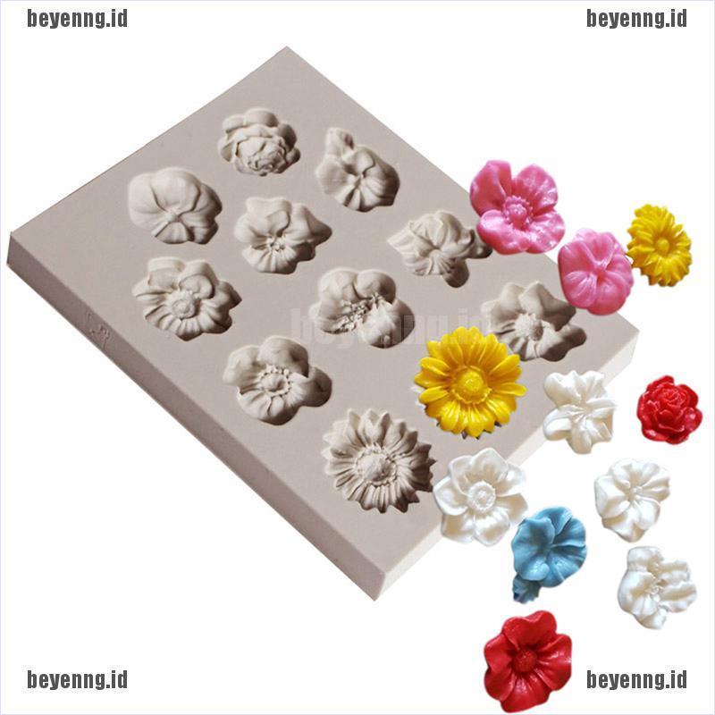 Cetakan Kue Bentuk Bunga Matahari Mawar 3d Bahan Silikon Untuk Dekorasi