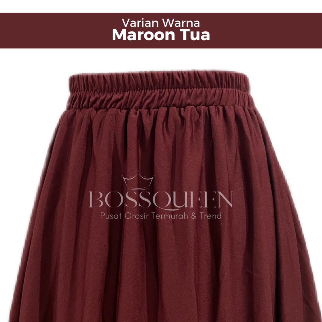 ROK KERJA WANITA POLOS BASIC PREMIUM 100%HYGET SUPER /ROK POLOS GRADE A/ROK POLOS MAYUNG-MAROON TUA