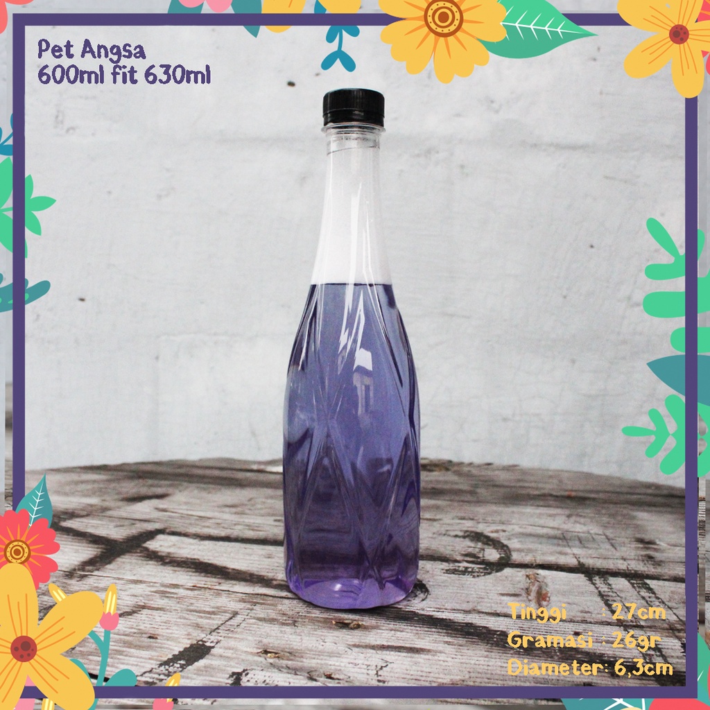 BOTOL PLASTIK ANGSA 600ML FIT 630ML PET KEMASAN JUS SYRUP MADU JELLY FOODGRADE HOMADE JUICE SARI BUA