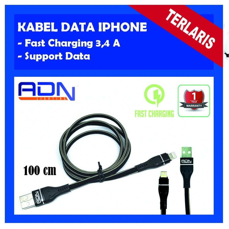 ADN iPhone 5 6 7 X XR Kabel Casan Lightning Data Cable iPad NOT VIVAN By ADN.in