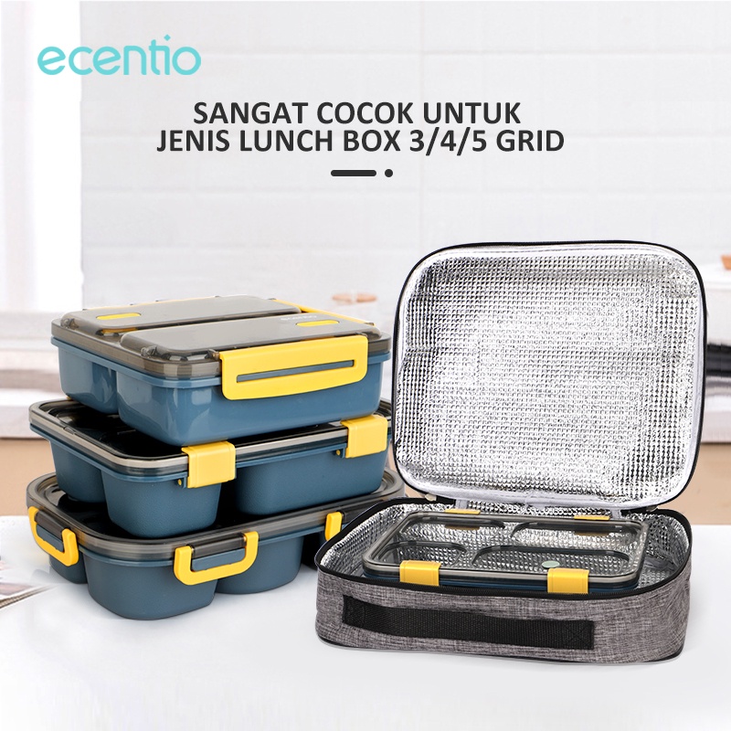 ecentio tas tempat makan anak flat/tas bekal makanan Lunch Bag for 3/4/5 Sekat tempat makan anak/tas kotak makan siang/tas kecil/tas karakter/Tas piknik
