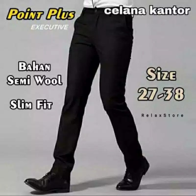 Celana Bahan Dasar Kantor Slimfit Pria Poin Plus Original Celana Dasar Formal Celana Panjang