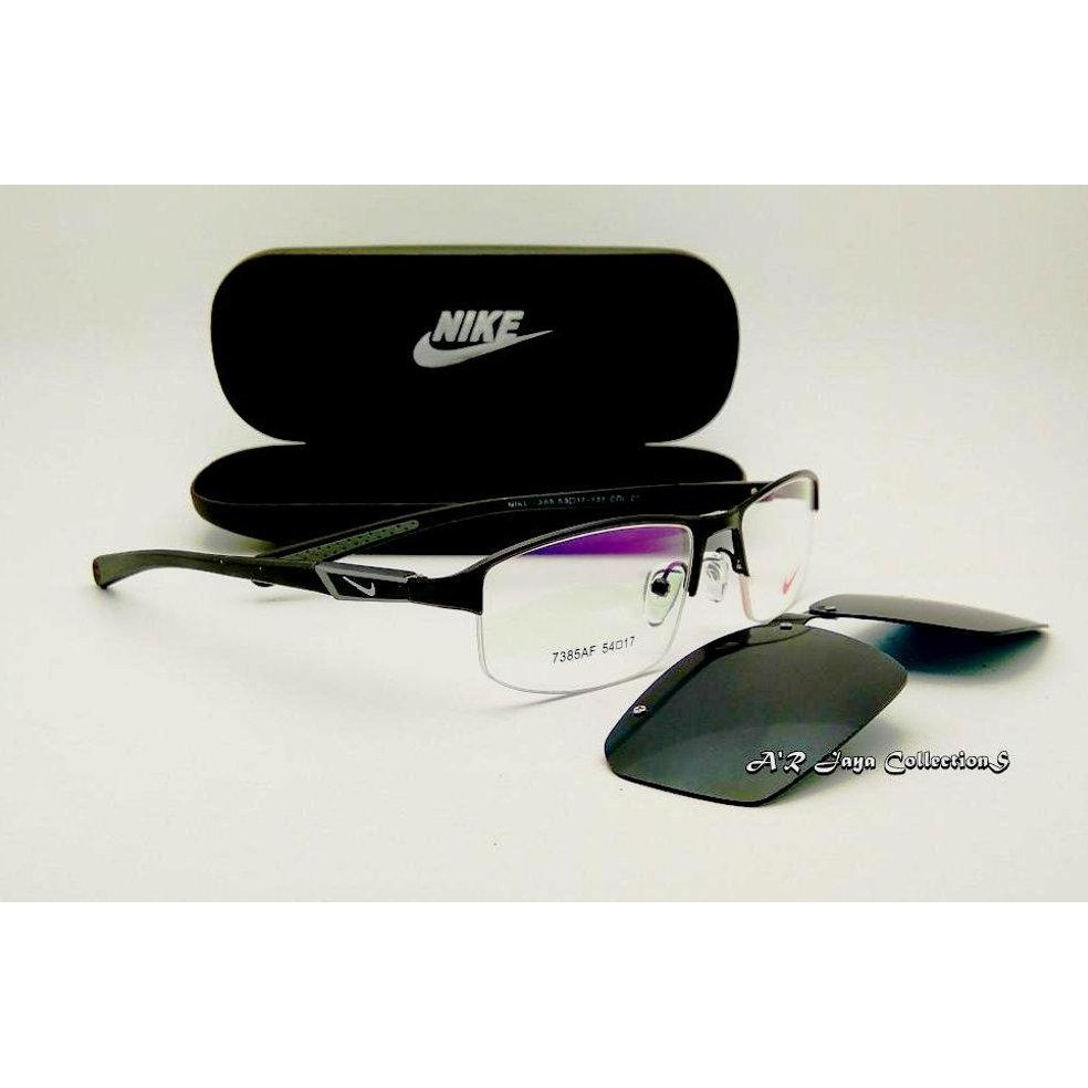 DISKON KACAMATA FRAME TITANIUM CLIP-ON NIKE SPORT CLIP-ON ANTI RADIASI - HITAM