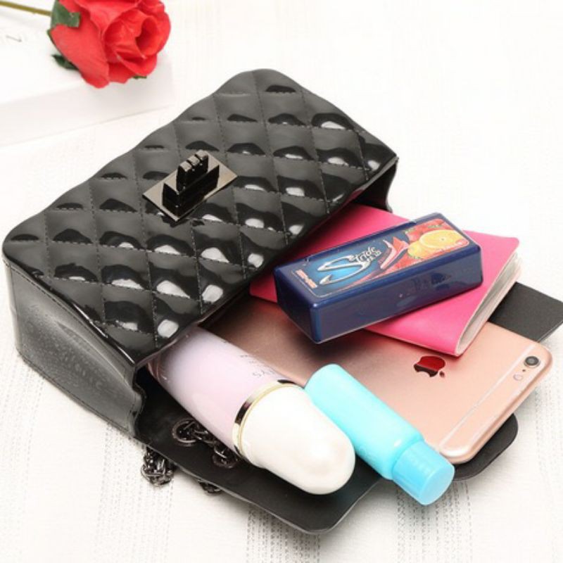 Tas Jelly / Tas Wanita Jelly / Tas Jelly Tali Rantai Hitam ukuran kecil