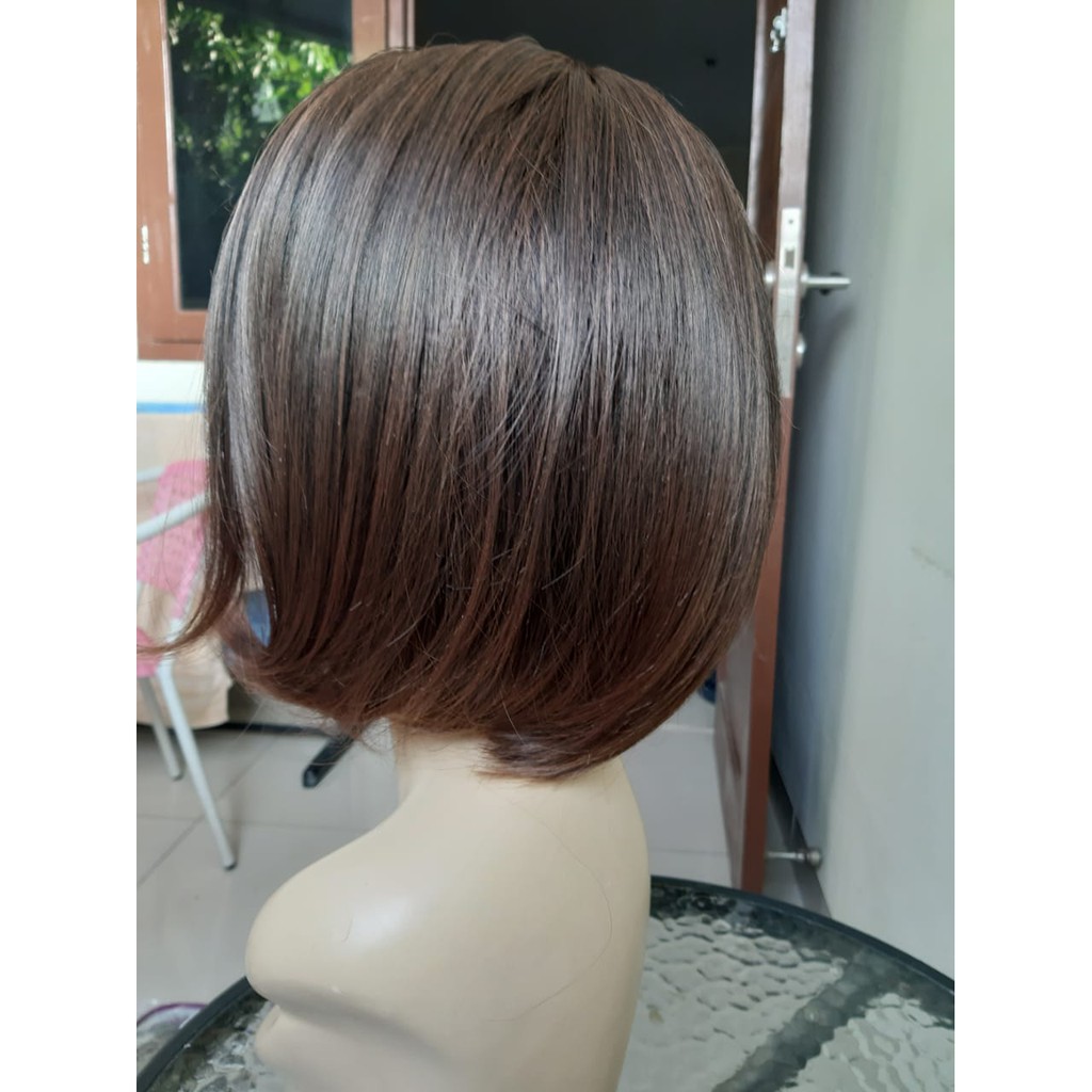 Wig Rambut Palsu Bob Pendek Wanita Warna Natural