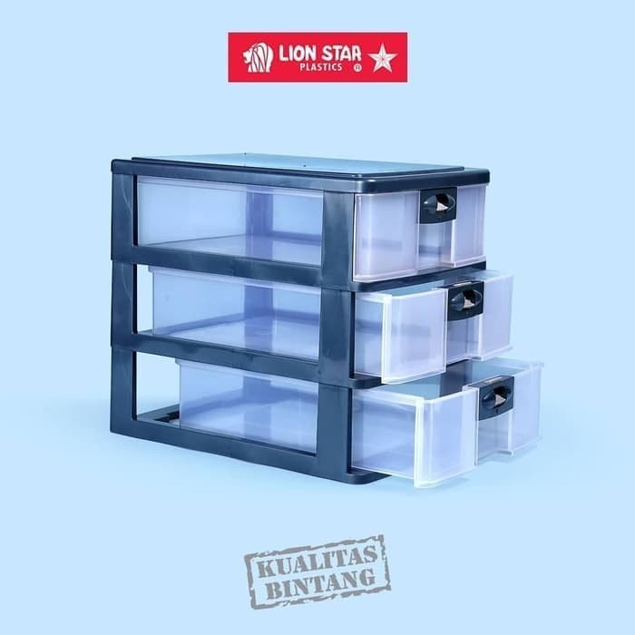 Laci A4 Pressa Susun 3 Lion Star PR-33 SS-3 Box Kotak Obat Container Plastik Rak Salon Spare Part