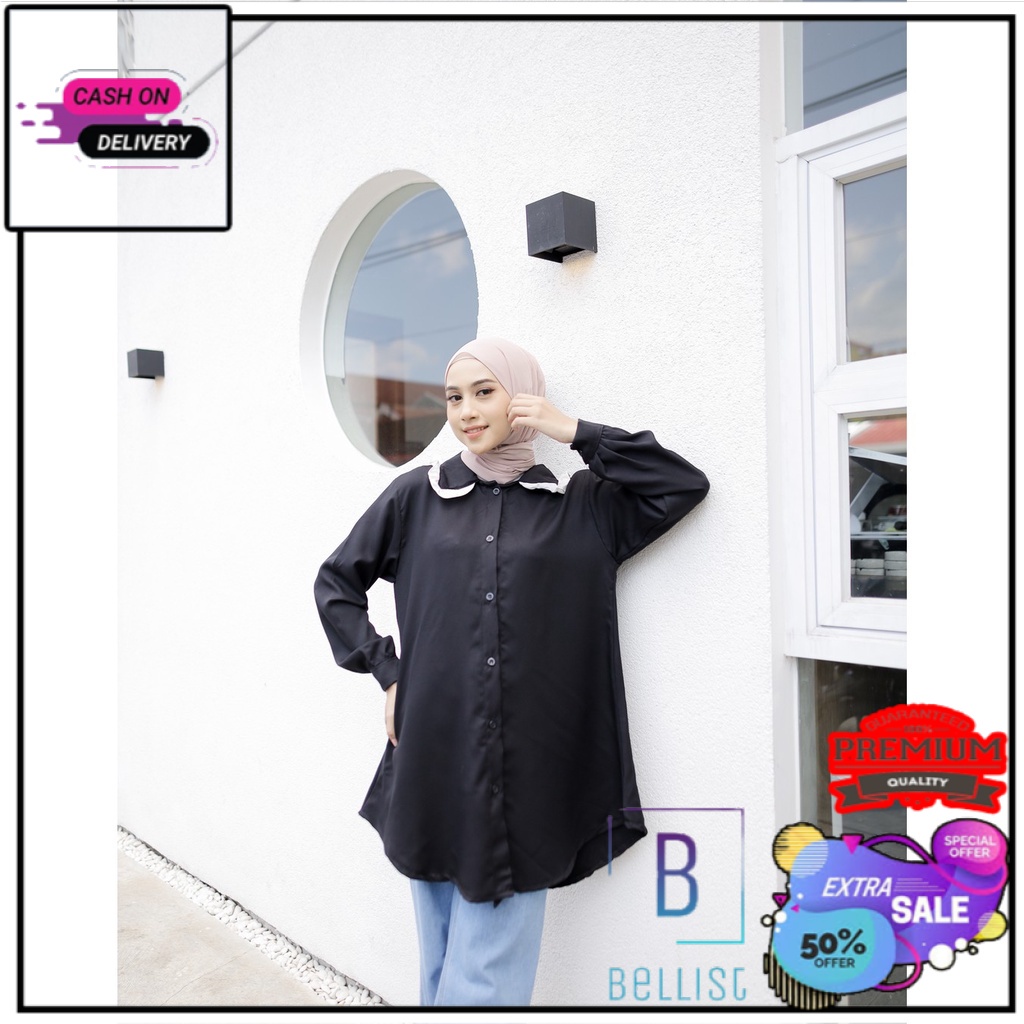 Tunik Wanita Muslim Collar Tunik Terbaru Atasan Cewek Kekinian Baju Harian Cewek Modis Korea Style H