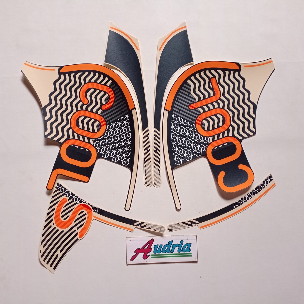 Striping lis stiker vinly  body motor scoopy fashion 2021 biru-cream