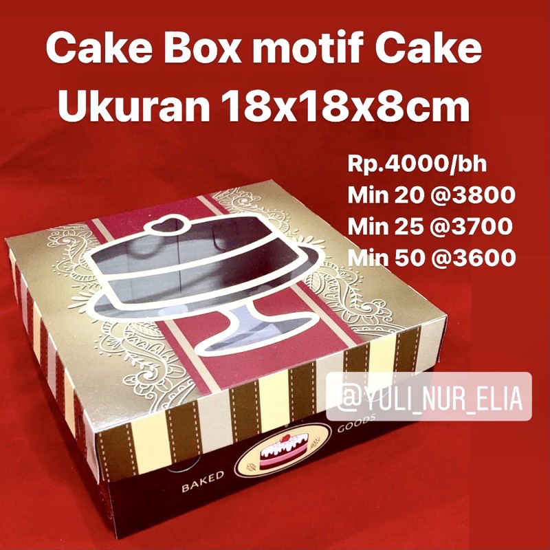 

Cake Box motif Cake Coklat 18x18x8cm