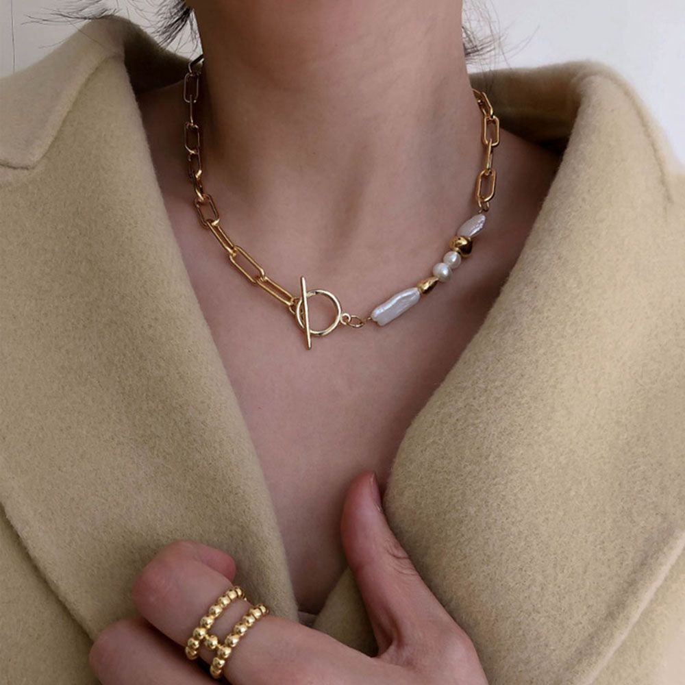 SKJK  Chic Jewelry Trendy Fashion Accessories Necklaces Party Accessory Chokers Round Buckle Collares For Women Girls Thick Clavicle Chain/Multicolor