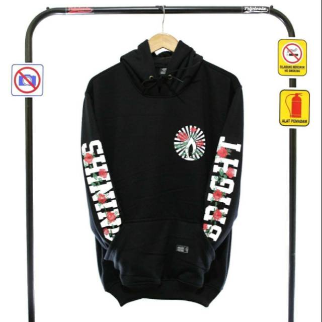 Jaket hoodie pria shinning bright hitam