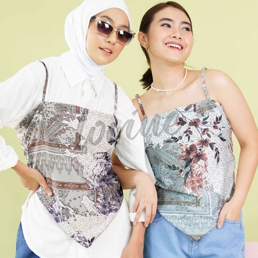 LOVINE Korean Scarf Top / Bandana Korea Tanktop Satin Hijab Real Pic