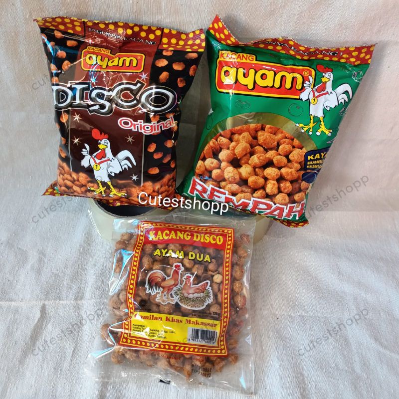 

Kacang Disco Ayam, Kacang Rempah Ayam, Kacang Ayam Dua 225gr khas Makassar