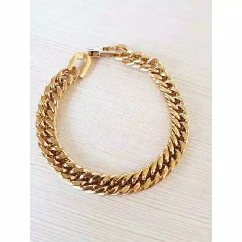 GELANG RANTAI TITANIUM GOLD STAINLESS STEEL 316L FASHION PRIA WANITA