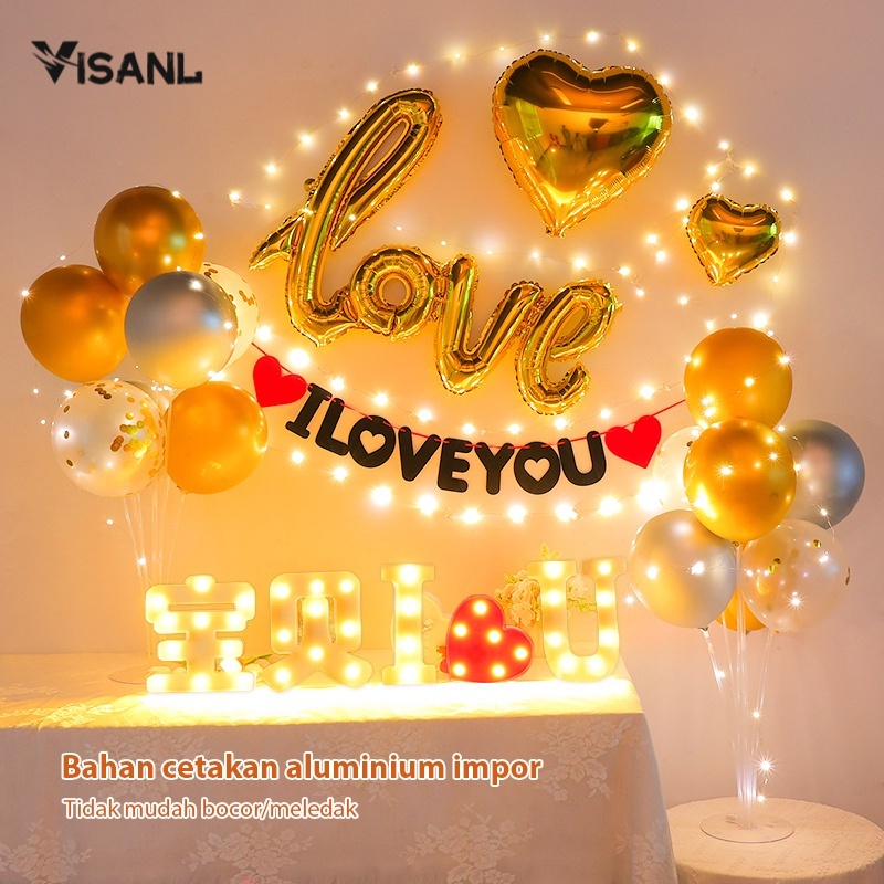 BALON FOIL TULISAN LOVE SAMBUNG / Dekorasi Backdrop Ulangtahun