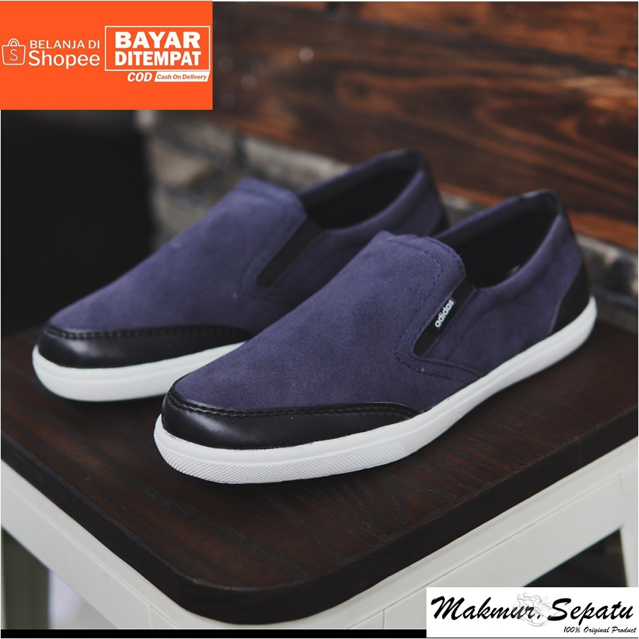 BIG SALE !! Sepatu Pria Murah Adidas Advantage Suede Navy Kasual Slip On Stylish Santai Kerja