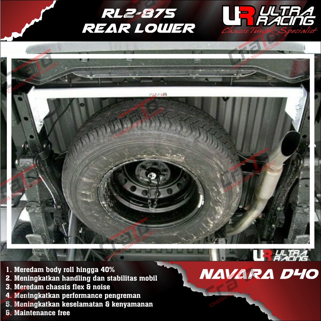 Aksesoris Stabiliser ULTRA RACING Safety Bar - Rear Lower Bar 2 Points - Nissan Navara D40 - RL2-875