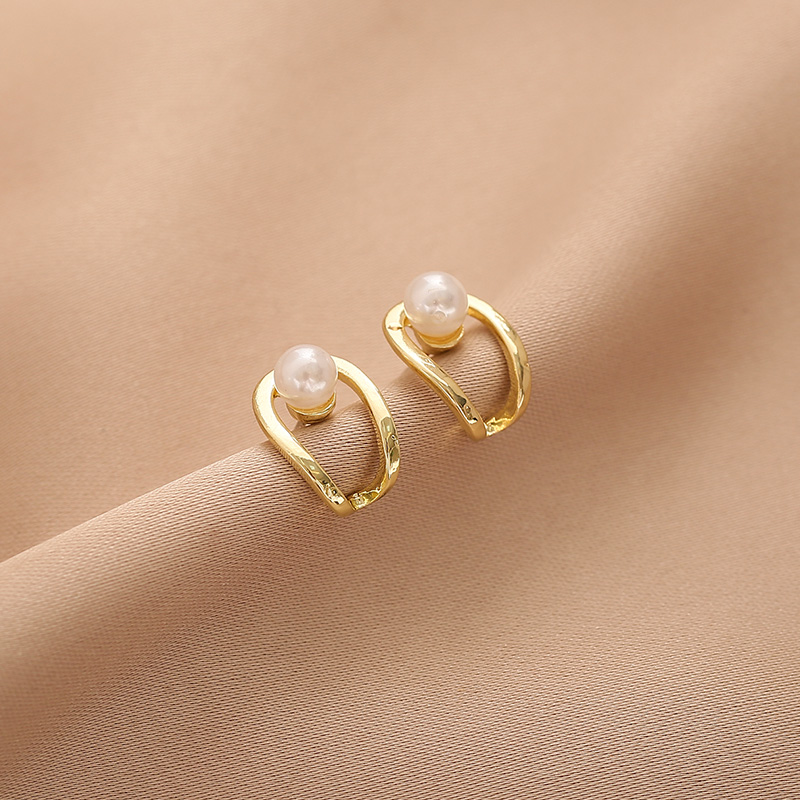 Fashion Fake Pearl Earrings U Shape Ear Stud Minimalism Jewelry Female Earring Newest