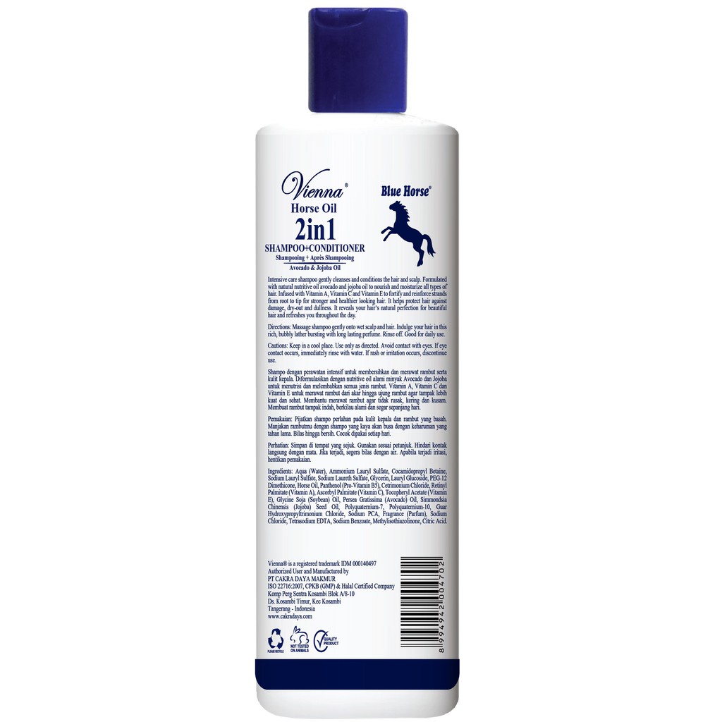 Vienna Shampoo Conditioner Blue Horse 2in1 350ml