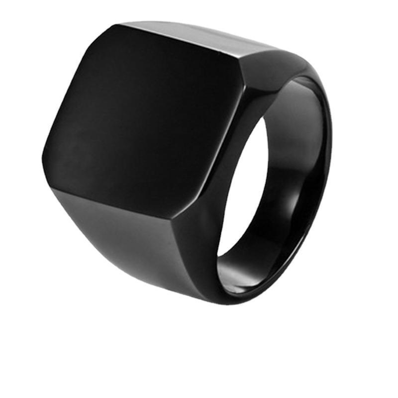 Cincin Bahan Stainless Steel Bentuk Persegi Warna Emas / Silver / Hitam Untuk Pria