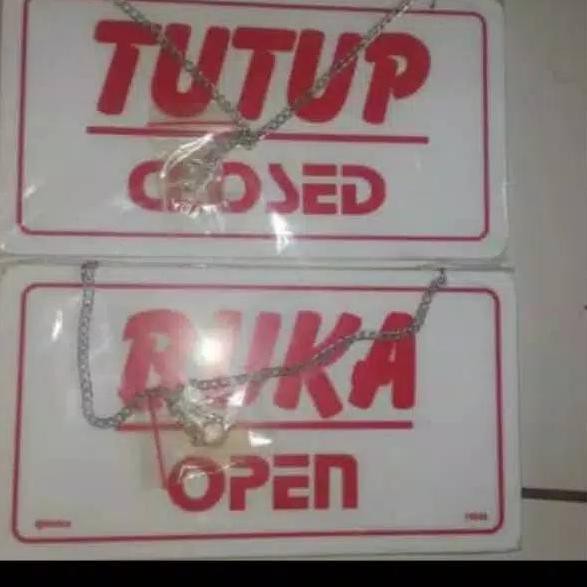 

Terbaru.. Sign board acrylic open close putih, sign label acrylic buka tutup