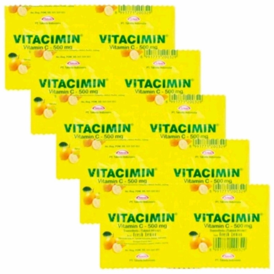 [BISA COD] vitamin c 500 mg vitacimin tablet Daya Tahan Tubuh Hisap kunyah Murah eceran