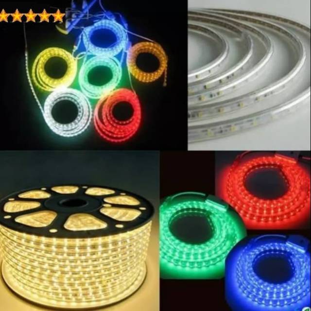 Lampu Led Selang Strip Roll Smd 5050 Ac 220v Hiasan Kolong Etalase Plafon Rumah Toko Harga 1 Meter Shopee Indonesia