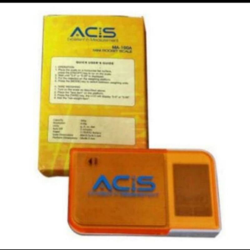 ACIS TIMBANGAN POCKET DIGITAL MA 100 BUAT TIMBANG OBAT EMAS BACKLIT LCD DISPLAY MANTAP