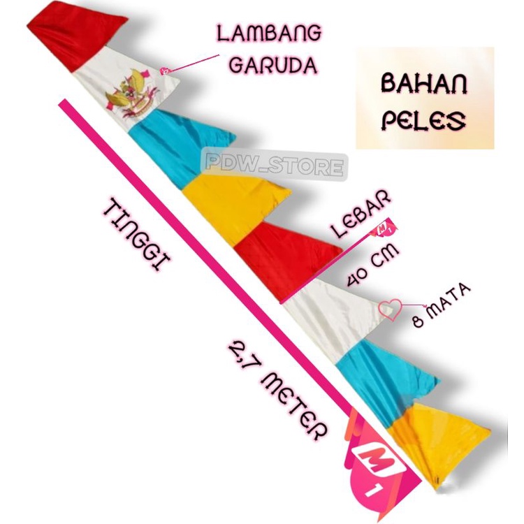 UMBUL UMBUL MERAH PUTIH DAN UMBUL UMBUL WARNA WARNI PANJANG 2.7 METER