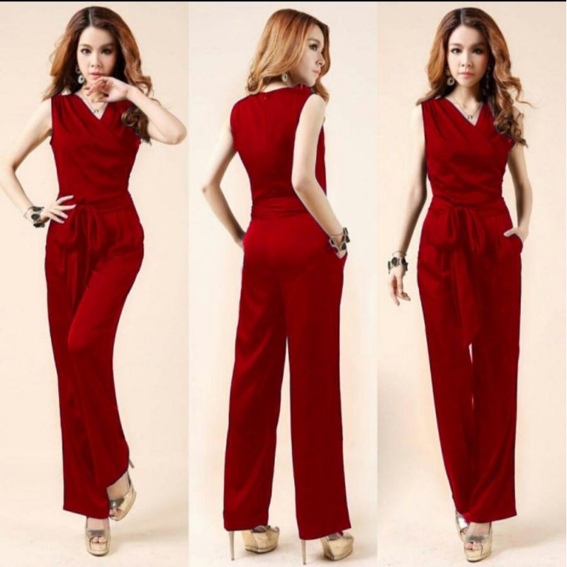 A195 Jumpsuit Wanita, Jumpsuit Wanita Lengan Bolong, Jumpsuit Celana Panjang, Jumpsuit Modis Murah