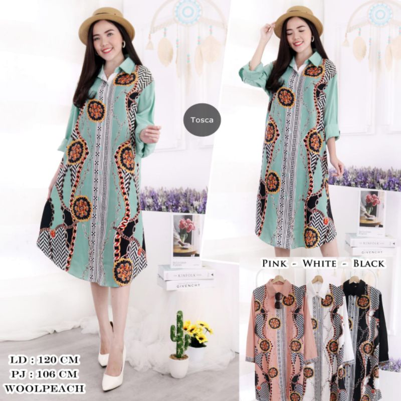 Kemeja Tunik Woolpeach Jumbo Import