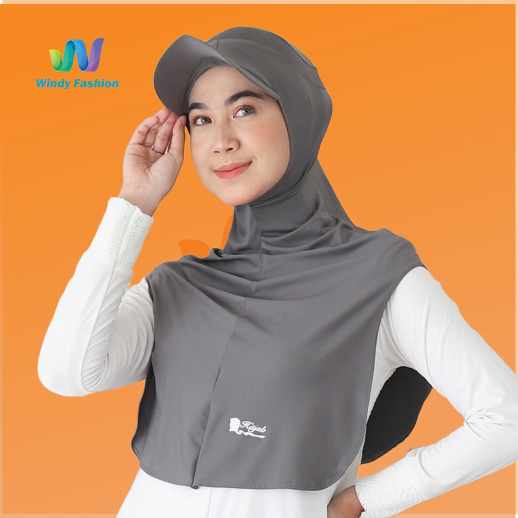 Hijab Jilbab Topi Sport Sporty Olahraga Instant Bulutangkis Yoga Lari Senam-CHARCHOAL