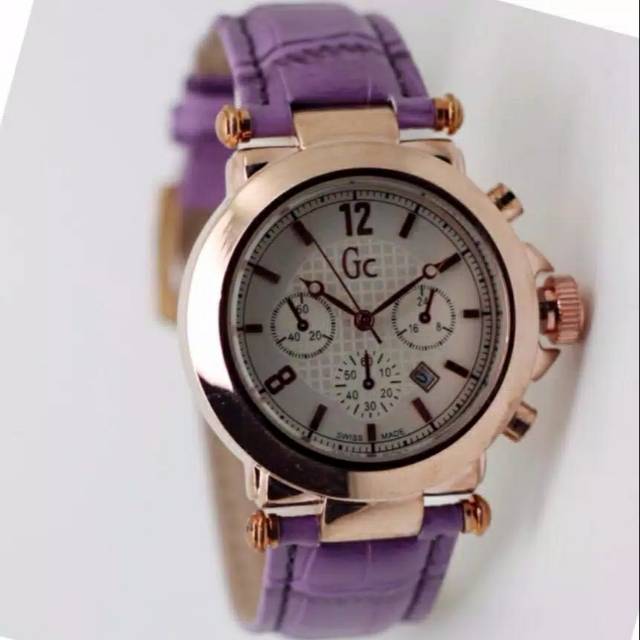 JAM TANGAN PRIA GC GUESS COLLECTION CHRONO KULIT UNGU