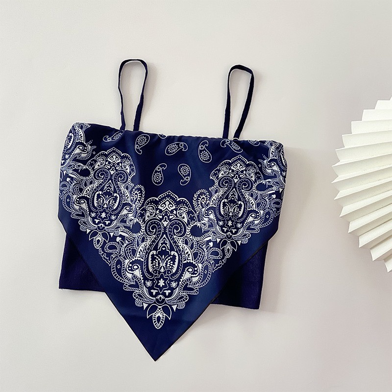 *IMPORT* Tank Top BKK / Crop Top Model Bandana Vintage / Retro-New ! Navy