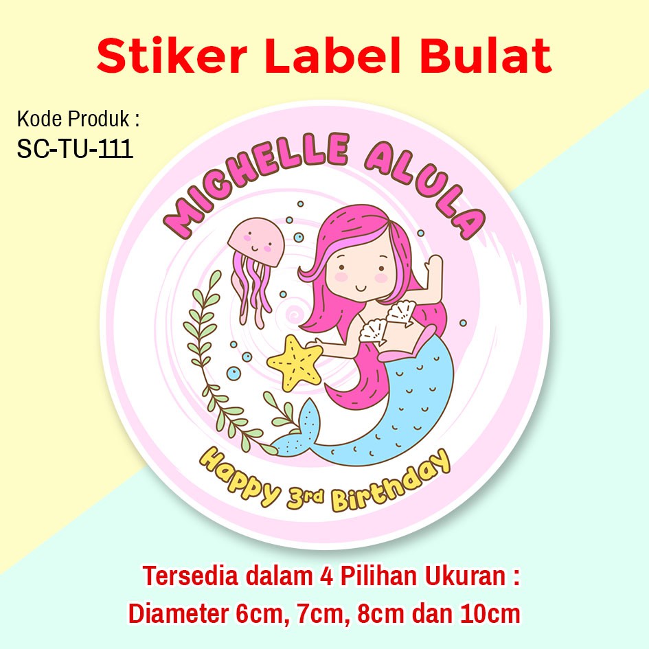  Stiker  Label Ulang  Tahun  Anak  Sticker Tumpeng Mini 