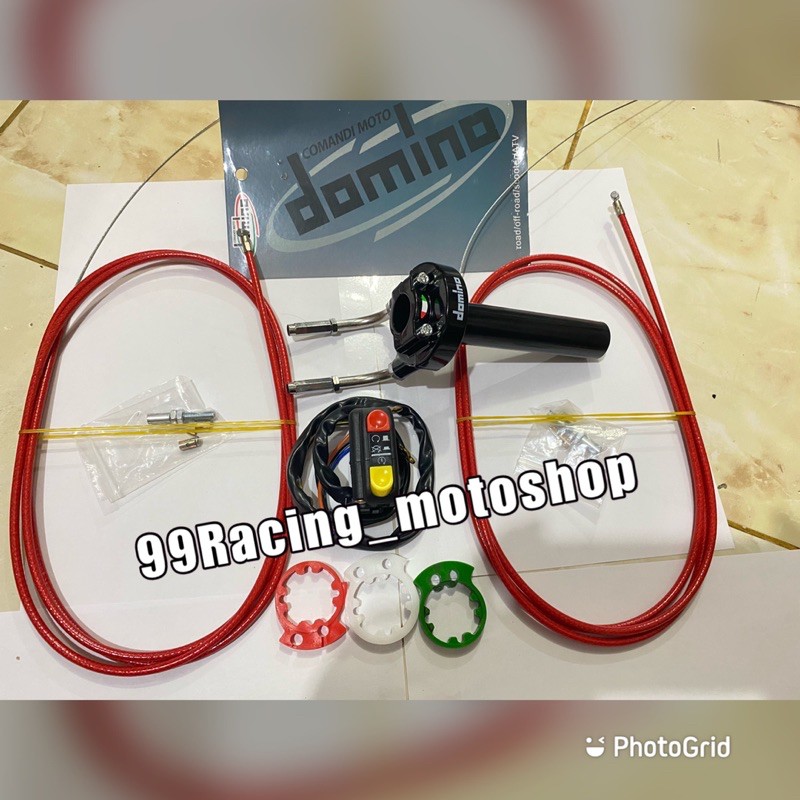 paket Gas Spontan Domino biru  plus Holder Saklar Switch Kanan 2 Tombol PCX Nmax Aerox ADV 150 dll