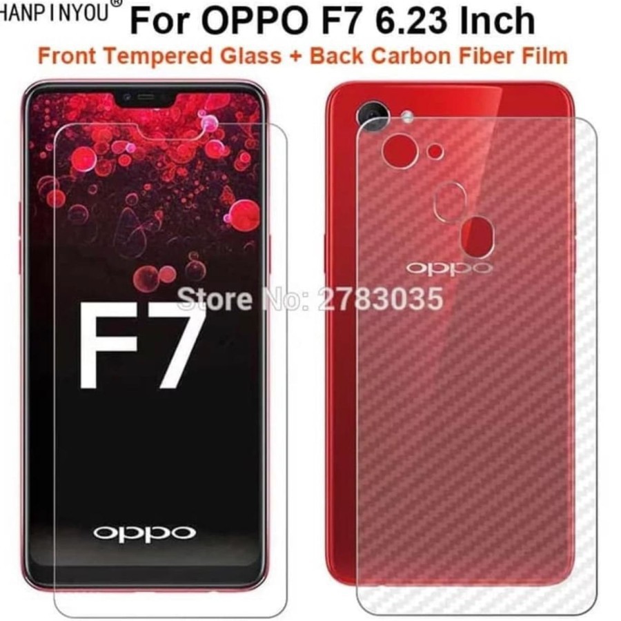 Back skin karbon atau gaskin carbon 3d oppo f7 , anti gores anti jamur anti licin