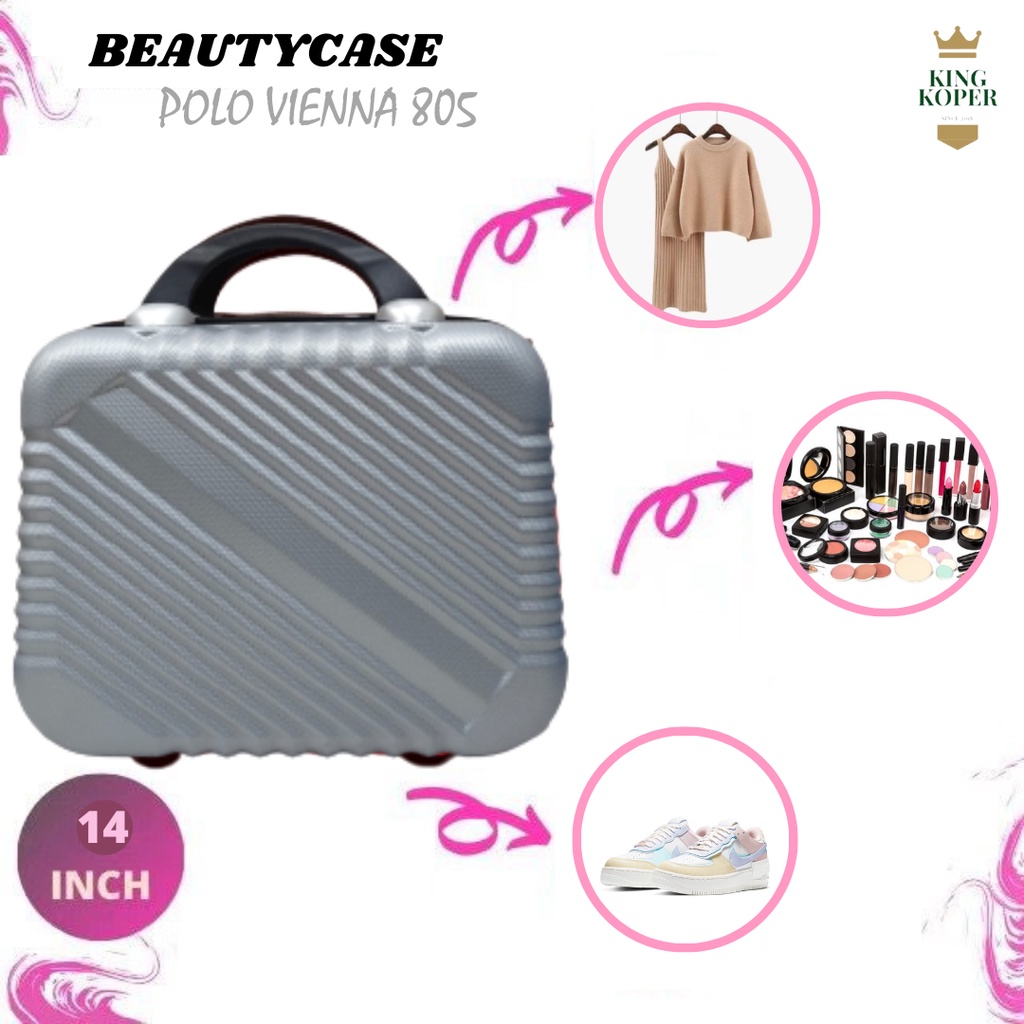 Beautycase koper 14 inch Polo - Koper motif - hardcase - travel anak - koper import - beautycase koper - beautycase murah - 12 inch - koper fiber - koper berkualitas