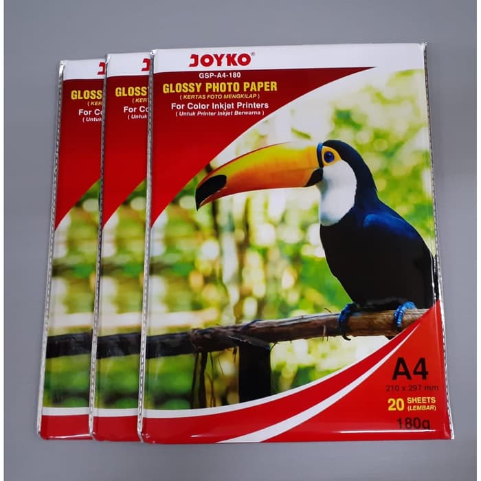 

KERTAS FOTO JOYKO GLOSSY PAPER GSP-A4-180 ISI 20 LEMBAR