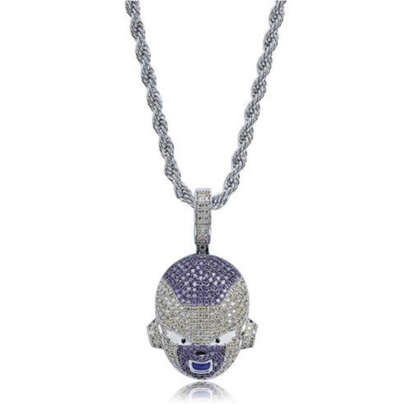 Kalung Liontin Karakter Warna-Warni Bahan Zircon Gaya Hip Hop Untuk Pria