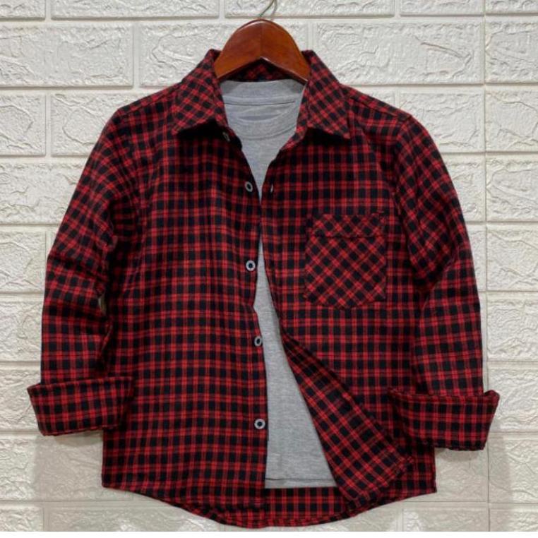 Serbuuuu.. baju kemeja flanel anak laki laki motif kotak kotak lengan panjang usia 2-15 tahun cowok