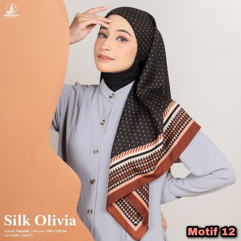 Jilbab Umama Silk Olivia Original PREMIUM Motif Modern Kerudung Segi Empat