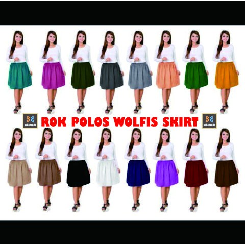 Rok pendek Wolfis Rok Mini Gaya Korea untuk Wanita Rok Pendek Model High Waist A-Line Lipit