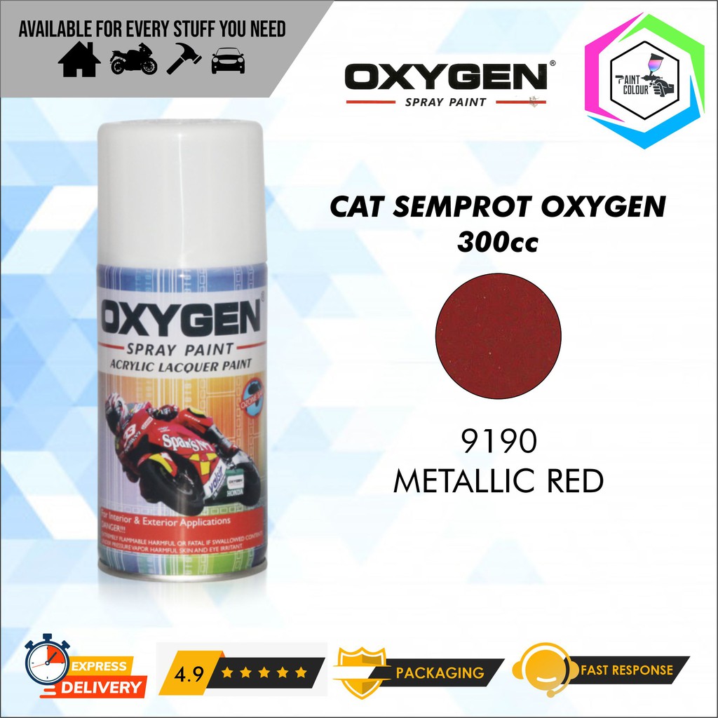 Cat Semprot / Pylox OXYGEN Acrylic Spray Paint - 9190 Metallic Red