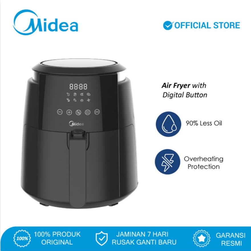 Air Fryer Midea MF-CN35B / Penggoreng Elektrik Digital - Kapasitas 4.7L