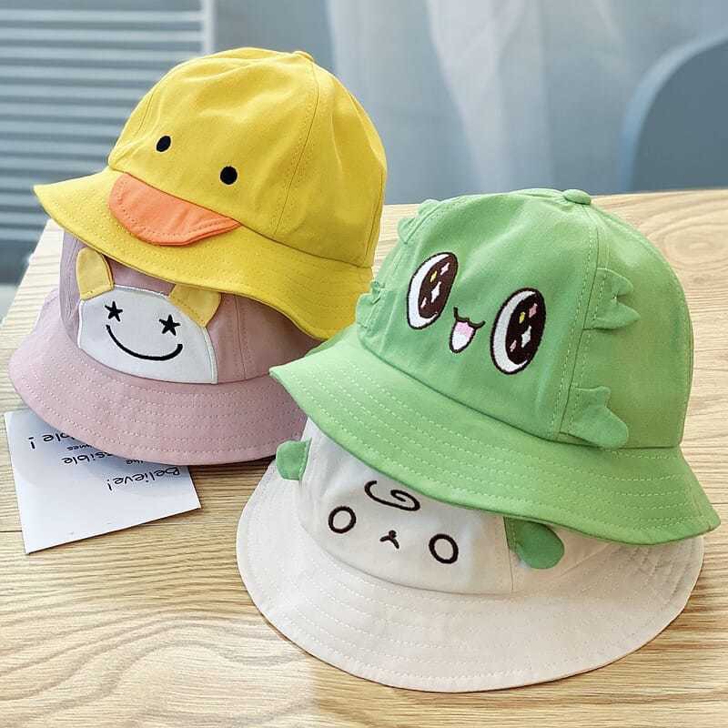 IMPORT TOPI BUCKET BAYI BUCKET CARTOON BORDIR MOTIF LUCU TOPI ANAK IMPORT 0 - 2 TAHUN CNA